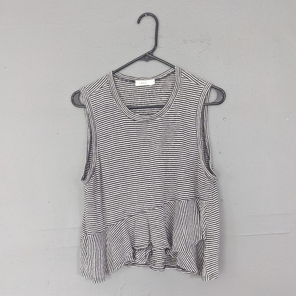 A.L.C. striped crop peplum tank